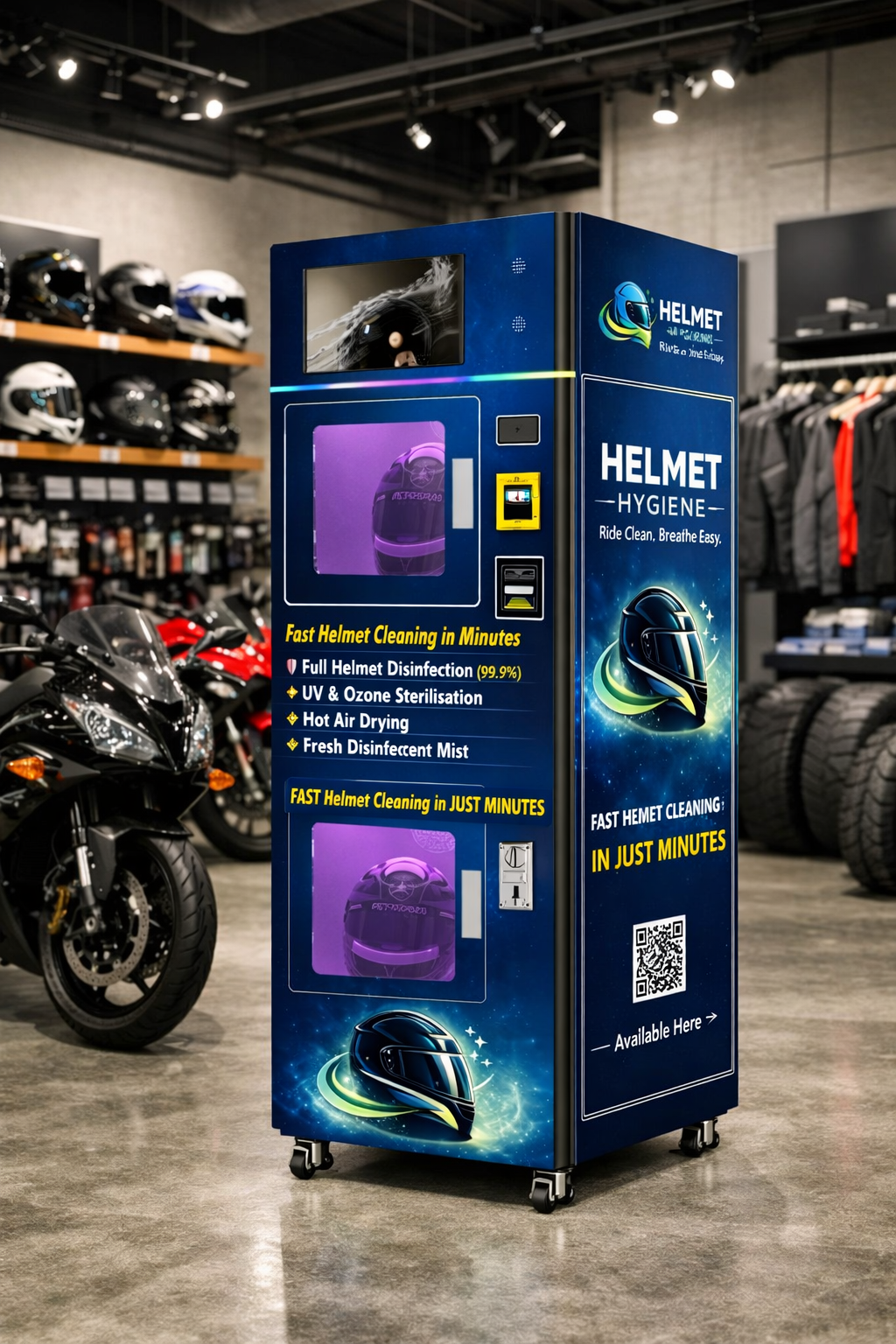 Helmet Hygiene machine in motorcycle shop